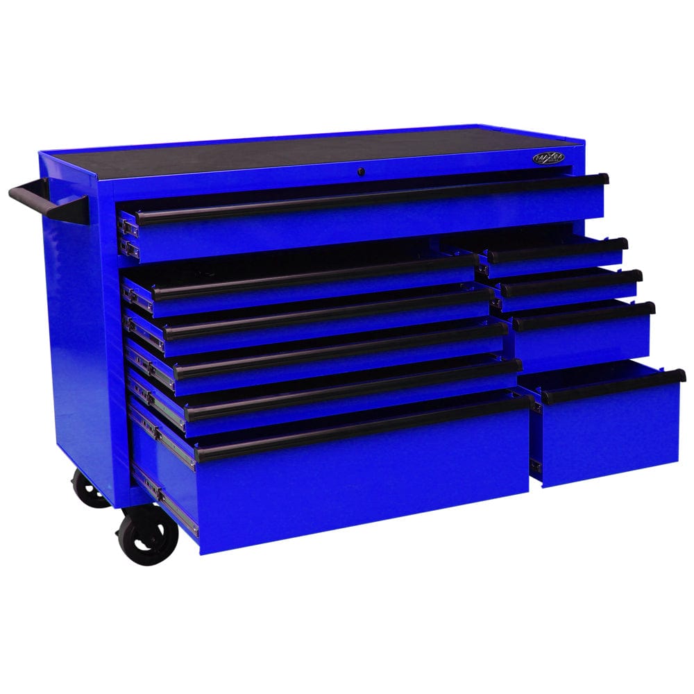 Maxim Pro Series 54” Workstation - 54” Roll cabinet +/- Stainless Steel Top MAXIM 54” Blue 10 Drawers Roll Cabinet Toolbox