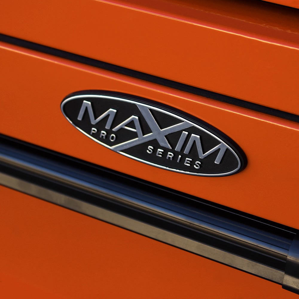 Maxim Pro Series 54” Workstation - 54” Roll cabinet +/- Stainless Steel Top MAXIM 54” Orange 10 Drawers Roll Cabinet Toolbox