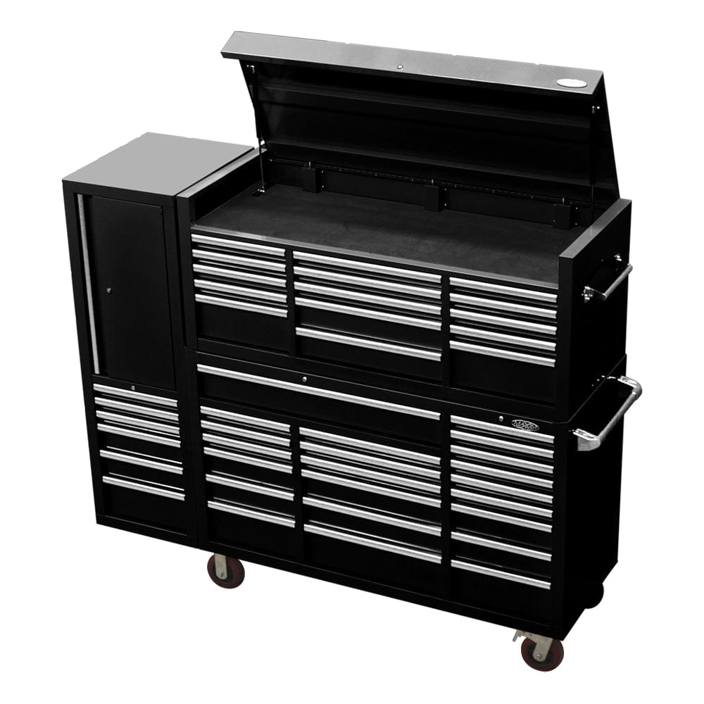 Maxim Pro Series 60” Combo - 60” Roll cabinet, 60” Top chest, 20” Side locker MAXIM 80” Black 43 Drawer Top Chest & Roll Cabinet Toolbox - Slide Lock on Drawers