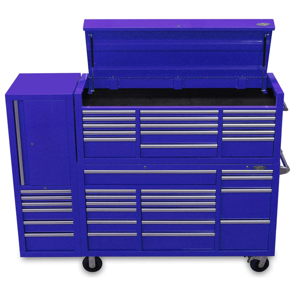 Maxim Pro Series 60” Combo - 60” Roll cabinet, 60” Top chest, 20” Side locker MAXIM 80” Blue 38 Drawer Top Chest & Roll Cabinet Toolbox - Latch Lock on Drawers