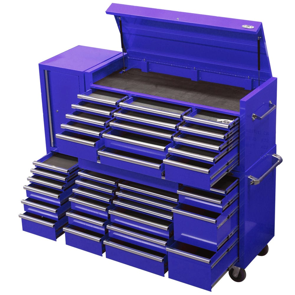 Maxim Pro Series 60” Combo - 60” Roll cabinet, 60” Top chest, 20” Side locker MAXIM 80” Blue 38 Drawer Top Chest & Roll Cabinet Toolbox - Latch Lock on Drawers