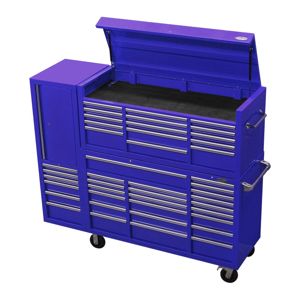 Maxim Pro Series 60” Combo - 60” Roll cabinet, 60” Top chest, 20” Side locker MAXIM 80” Blue 43 Drawer Top Chest & Roll Cabinet Mechanics Toolbox - Slide Lock on Drawers