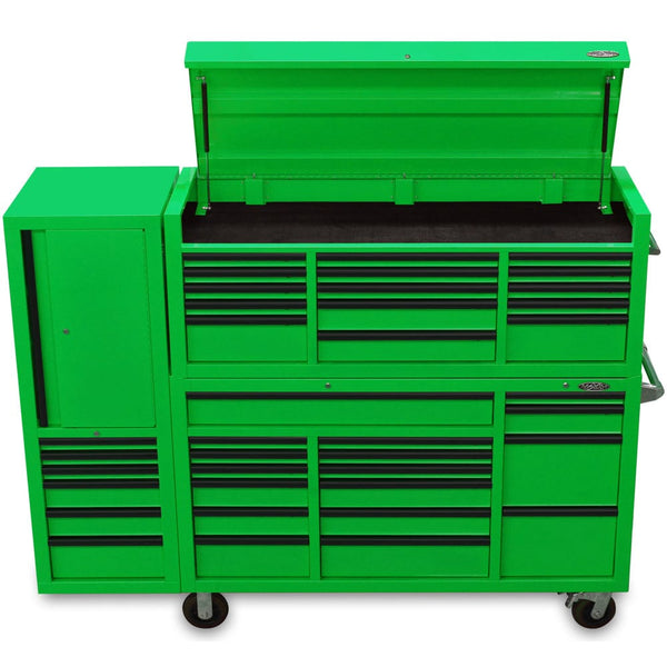 Maxim Pro Series 60” Combo - 60” Roll cabinet, 60” Top chest, 20” Side locker MAXIM 80” Green 38 Drawer Toolbox - Top Chest & Roll Cabinet Mechanics Tool Box - Latch Lock