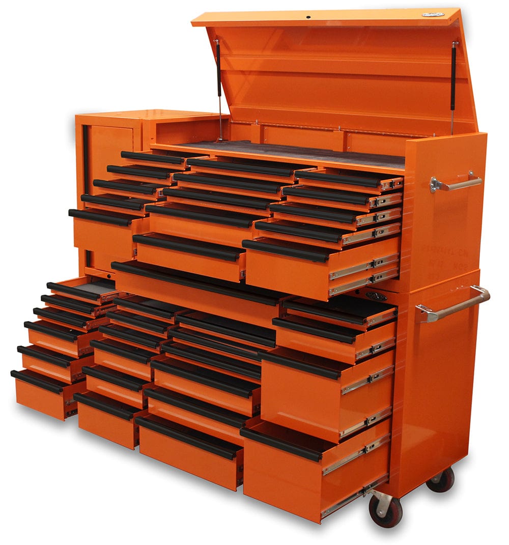 Maxim Pro Series 60” Combo - 60” Roll cabinet, 60” Top chest, 20” Side locker MAXIM 80” Orange 38 Drawer Top Chest & Roll Cabinet Toolbox