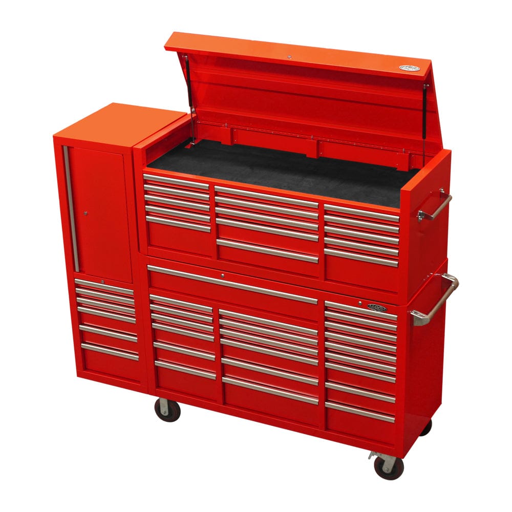 Maxim Pro Series 60” Combo - 60” Roll cabinet, 60” Top chest, 20” Side locker MAXIM 80” Red 43 Drawer Top Chest & Roll Cabinet Toolbox - Slide Lock on Drawers