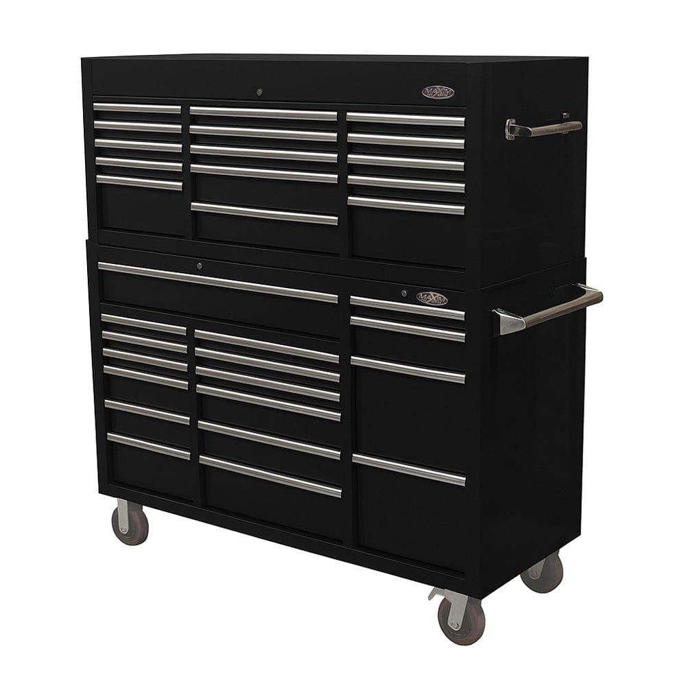 Maxim Pro Series 60” Combo - 60” Roll cabinet, 60” Top chest MAXIM 60” Black 32 Drawer Combo Top Chest & Roll Cabinet Toolbox