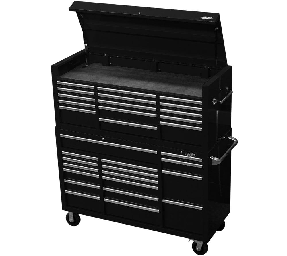 Maxim Pro Series 60” Combo - 60” Roll cabinet, 60” Top chest MAXIM 60” Black 32 Drawer Combo Top Chest & Roll Cabinet Toolbox - Latch Lock on Drawers