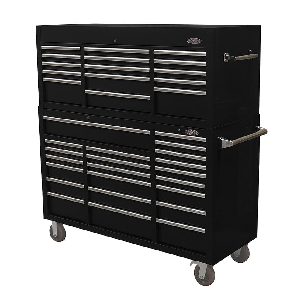 Maxim Pro Series 60” Combo - 60” Roll cabinet, 60” Top chest MAXIM 60” Black 37 Drawer Top Chest Roll Cabinet Toolbox