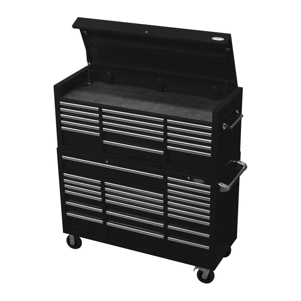 Maxim Pro Series 60” Combo - 60” Roll cabinet, 60” Top chest MAXIM 60” Black 37 Drawer Top Chest Roll Cabinet Workshop Toolbox - Slide Lock on Drawers