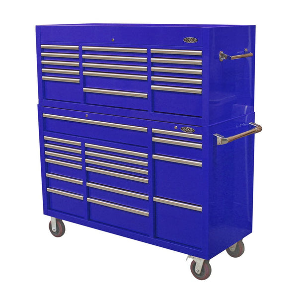 Maxim Pro Series 60” Combo - 60” Roll cabinet, 60” Top chest MAXIM 60” Blue 32 Drawer Top Chest & Roll Cabinet Toolbox