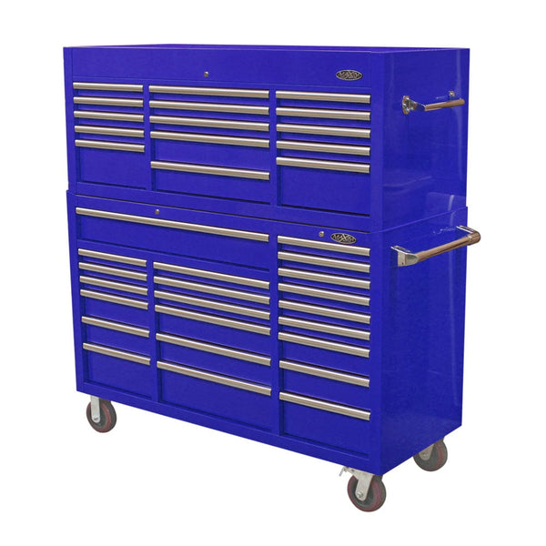 Maxim Pro Series 60” Combo - 60” Roll cabinet, 60” Top chest MAXIM 60” Blue 37 Drawer Top Chest & Roll Cabinet Toolbox