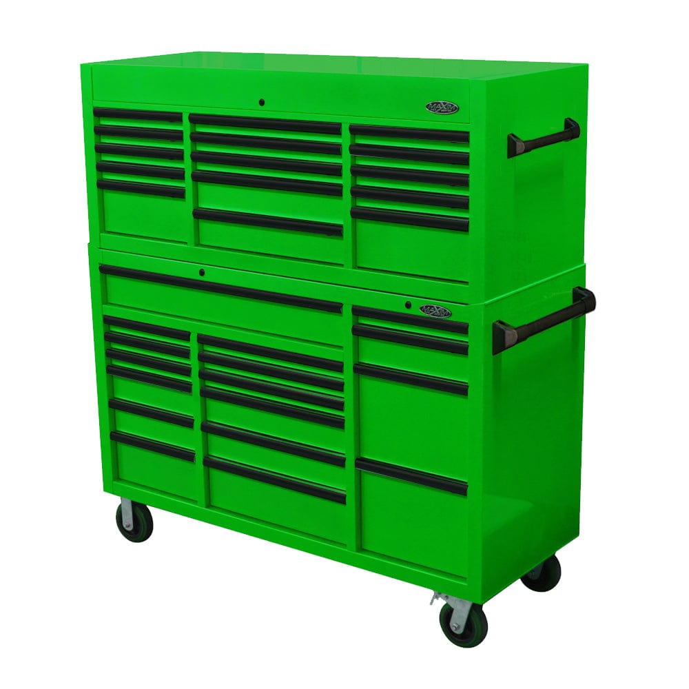 Maxim Pro Series 60” Combo - 60” Roll cabinet, 60” Top chest MAXIM 60” Green 32 Drawer Top Chest & Roll Cabinet Toolbox