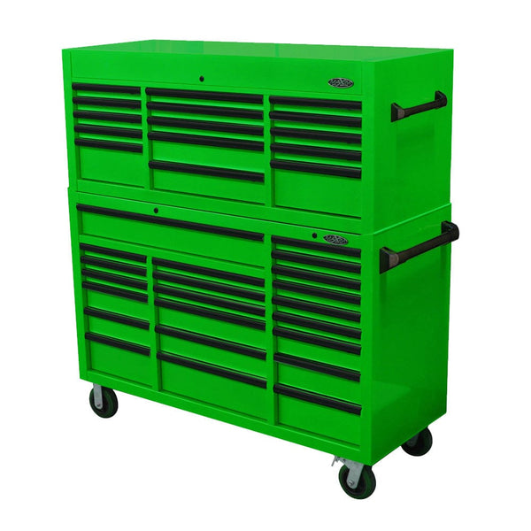 Maxim Pro Series 60” Combo - 60” Roll cabinet, 60” Top chest MAXIM 60” Green 37 Drawer Top Chest & Roll Cabinet Toolbox