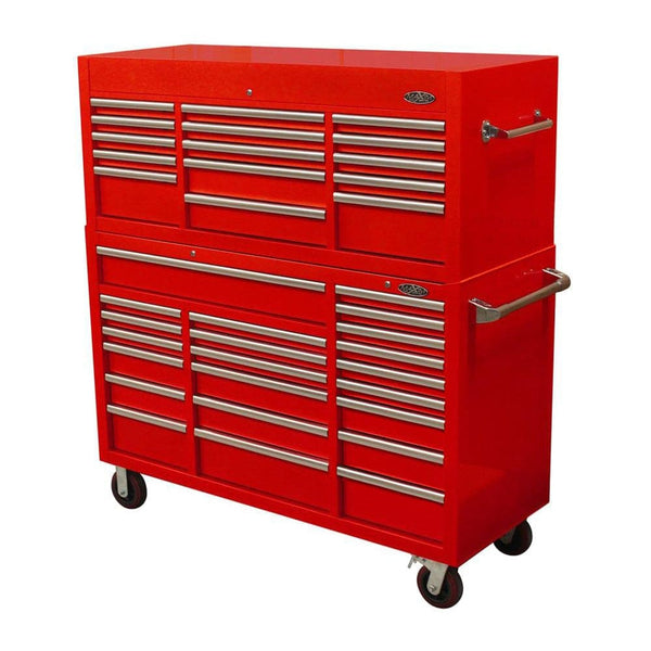 Maxim Pro Series 60” Combo - 60” Roll cabinet, 60” Top chest MAXIM 60” Red 37 Drawer Top Chest & Roll Cabinet Toolbox
