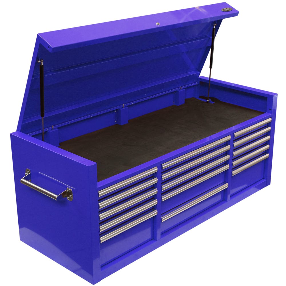 Maxim Pro Series 60” Top chest MAXIM 60” Blue 15 Draw Top Chest Toolbox - Latch Lock on Drawers