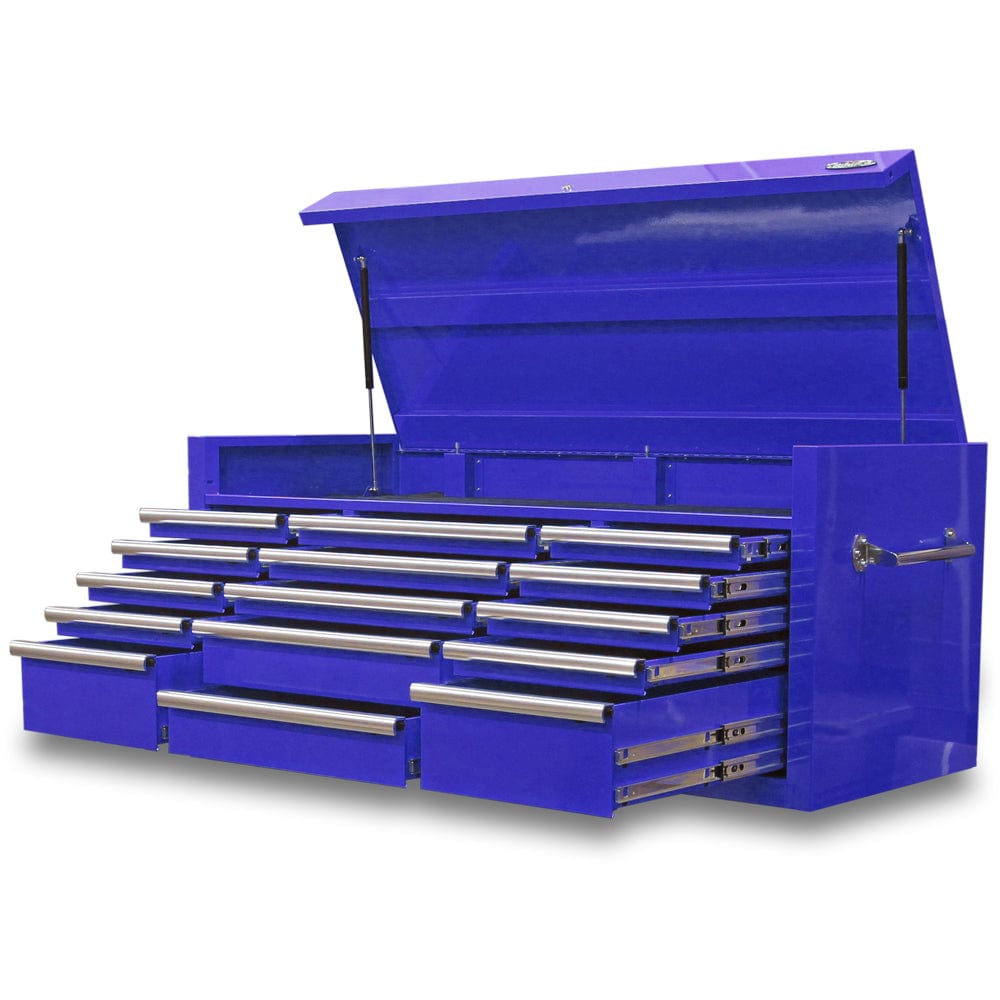 Maxim Pro Series 60” Top chest MAXIM 60” Blue 15 Draw Top Chest Toolbox - Latch Lock on Drawers