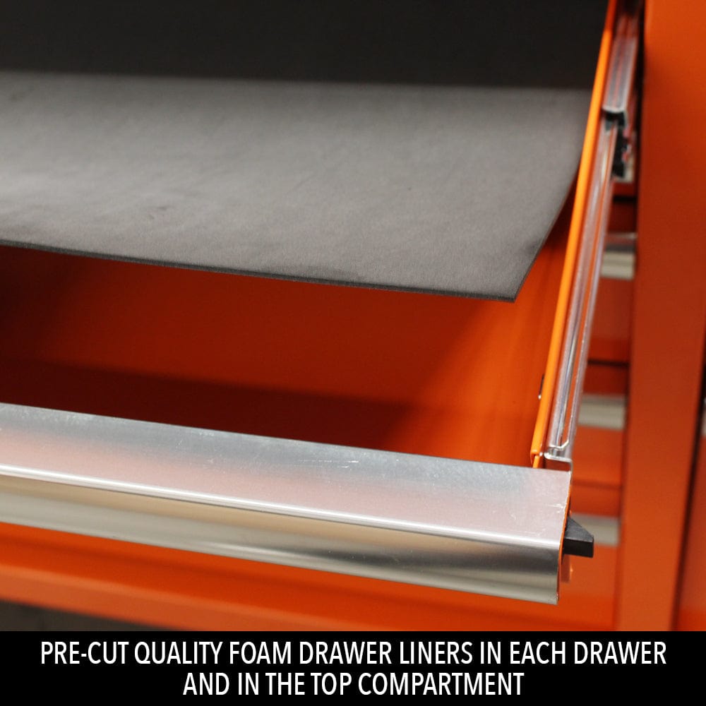 Maxim Pro Series 60” Top chest MAXIM 60” Orange 15 Drawers Top Chest Toolbox - Latch Lock on Drawers