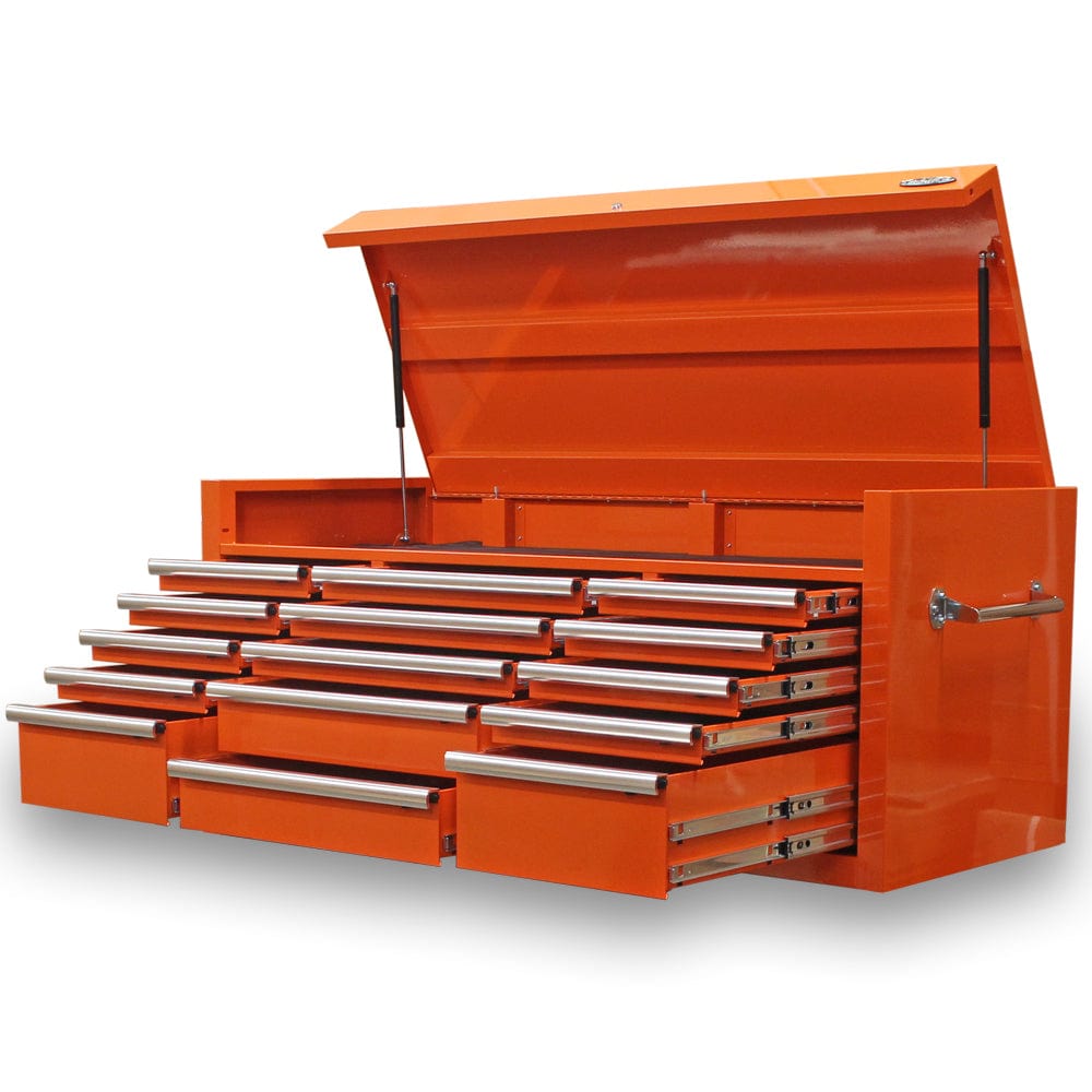 Maxim Pro Series 60” Top chest MAXIM 60” Orange 15 Drawers Top Chest Toolbox - Latch Lock on Drawers