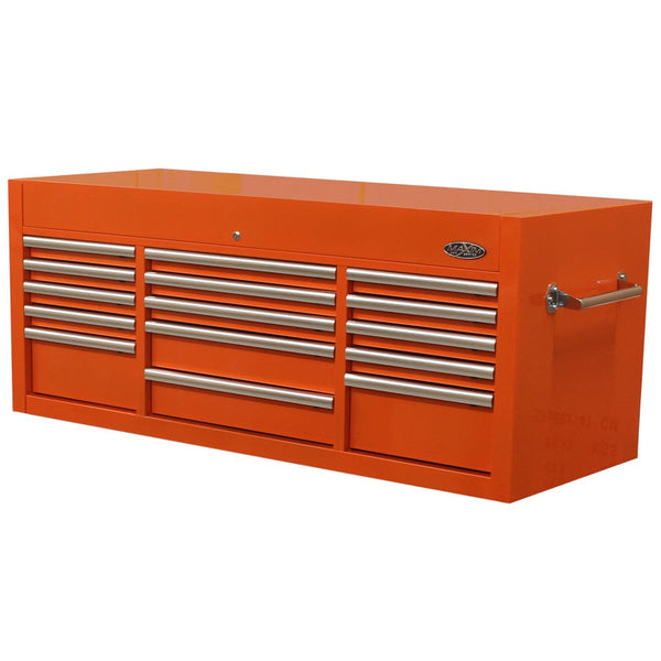 Maxim Pro Series 60” Top chest MAXIM 60” Orange 15 Drawers Top Chest Toolbox - Latch Lock on Drawers