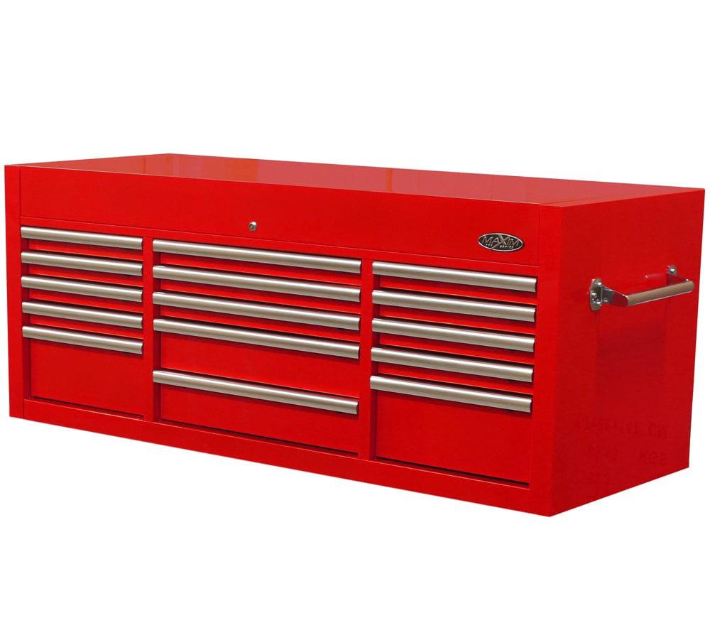 Maxim Pro Series 60” Top chest MAXIM 60” Red 15 Drawers Top Chest Toolbox - Latch Lock on Drawers