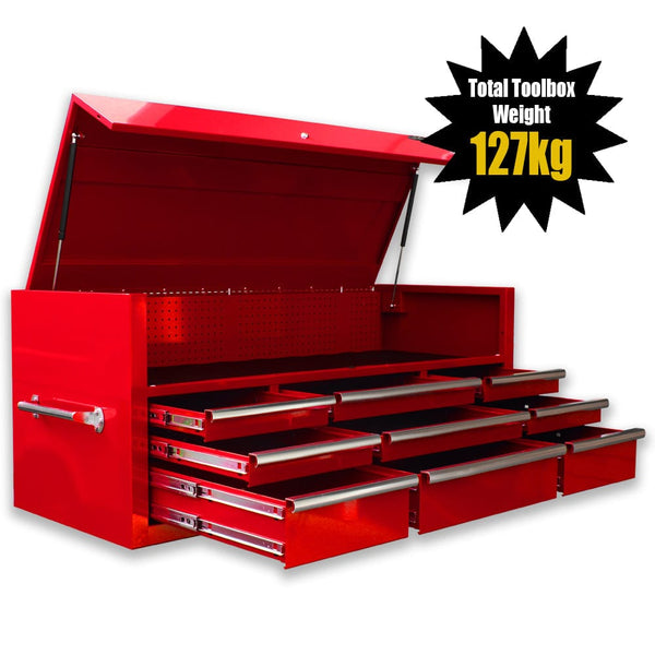 Maxim Pro Series 60” Top chest MAXIM 60” Red 9 Drawers Top Chest Hutch Style Toolbox