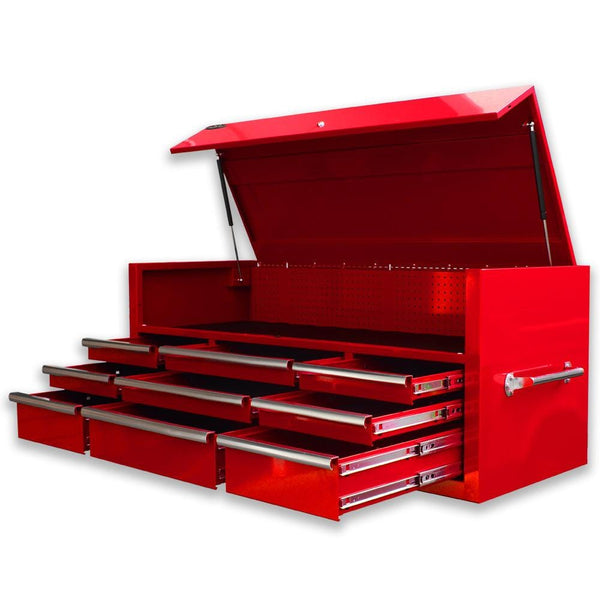 Maxim Pro Series 60” Top chest MAXIM 60” Red 9 Drawers Top Chest Hutch Style Toolbox