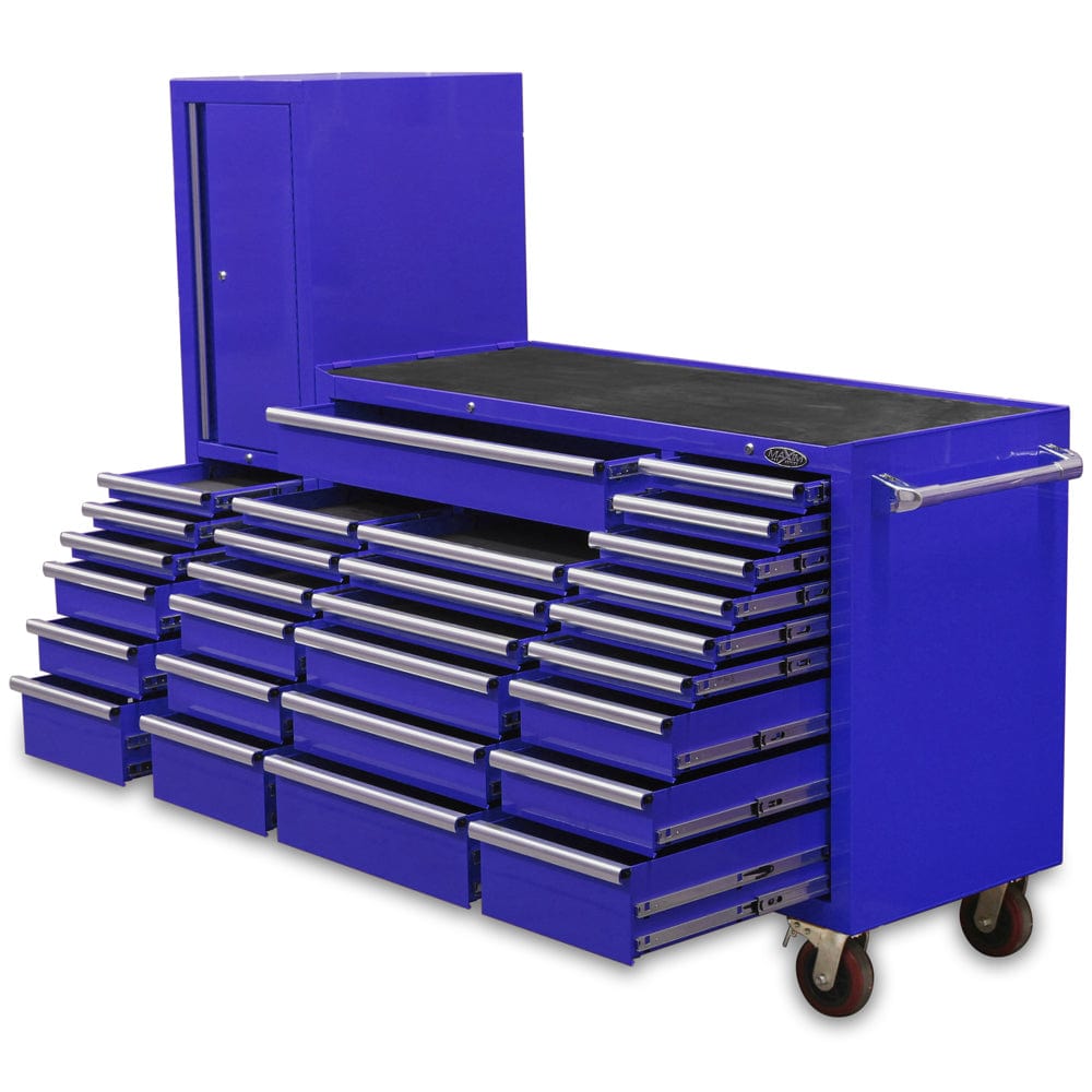 Maxim Pro Series 60” Workstation - 60” Roll cabinet, 20” Side locker +/- Stainless Steel Top MAXIM 80” Blue 28 Drawer Workstation Toolbox - Roll Cabinet & Locker Workshop Tool Box Secure Lock