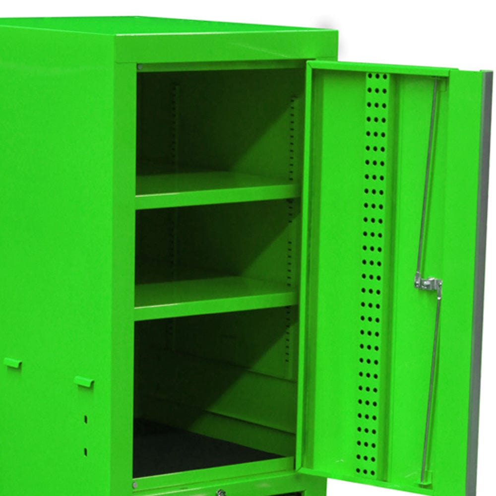 Maxim Pro Series 60” Workstation - 60” Roll cabinet, 20” Side locker +/- Stainless Steel Top MAXIM 80” Green 28 Drawer Workstation Roll Cabinet & Locker Toolbox