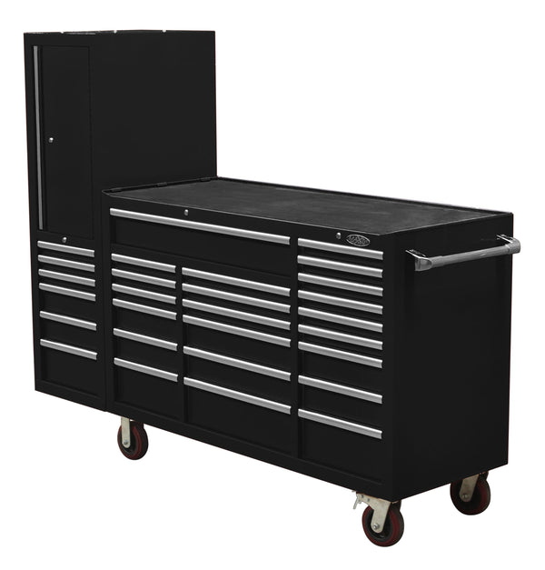 Maxim Pro Series 60” Workstation - 60” Roll cabinet, 20” Side locker +/- Stainless Steel Top Standard Top MAXIM 80” Black 28 Drawer Workstation Toolbox - Roll Cabinet & Locker Workshop Tool Box Secure Lock