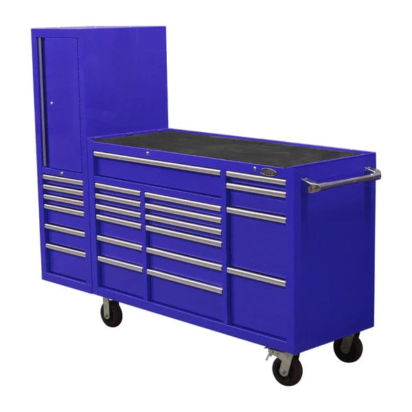 Maxim Pro Series 60” Workstation - 60” Roll cabinet, 20” Side locker +/- Stainless Steel Top Standard Top MAXIM 80” Blue 23 Drawer Workstation Toolbox - Roll Cabinet & Locker Mechanics Tool Box - Latch Lock