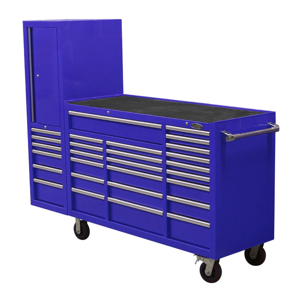 Maxim Pro Series 60” Workstation - 60” Roll cabinet, 20” Side locker +/- Stainless Steel Top Standard Top MAXIM 80” Blue 28 Drawer Workstation Toolbox - Roll Cabinet & Locker Workshop Tool Box Secure Lock