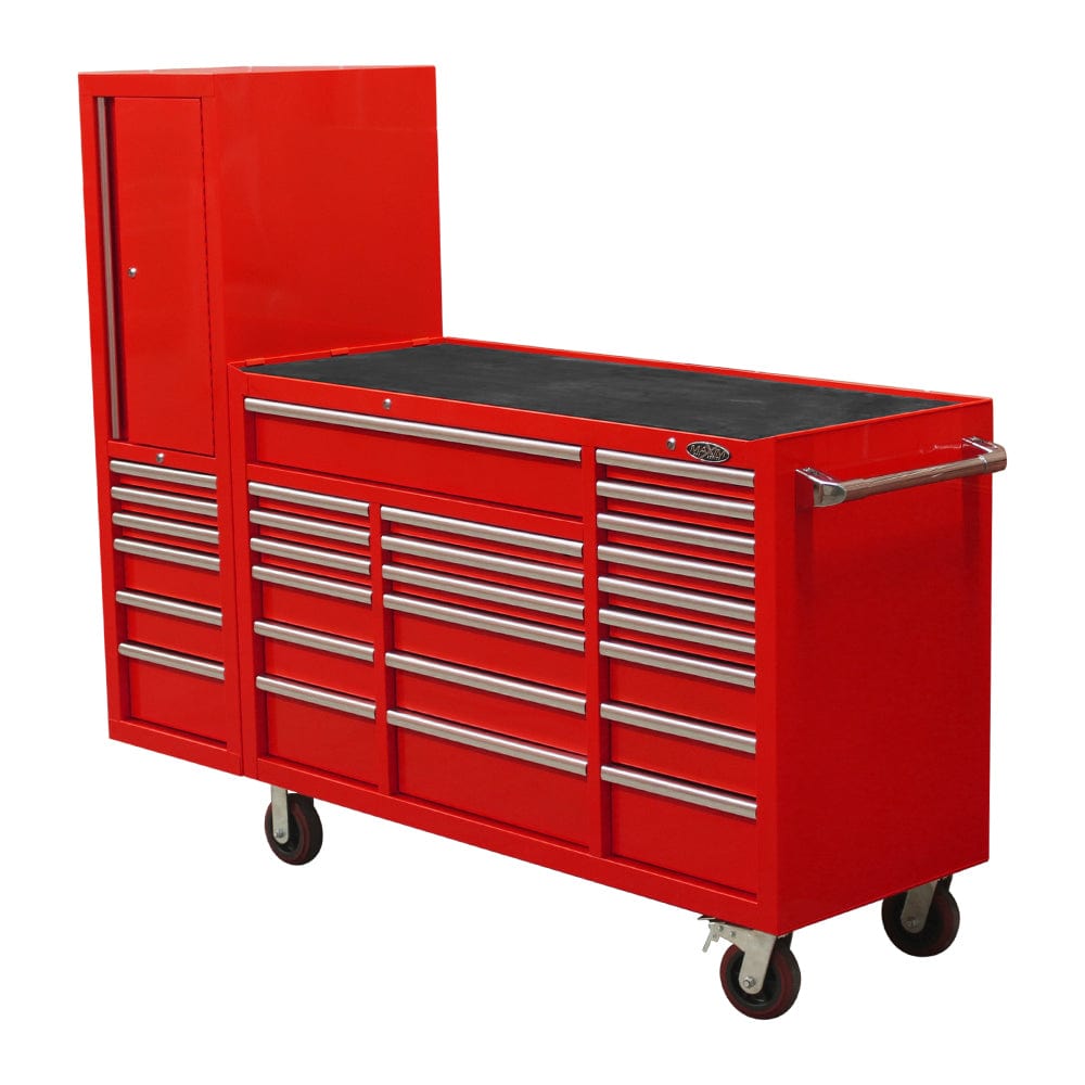 Maxim Pro Series 60” Workstation - 60” Roll cabinet, 20” Side locker +/- Stainless Steel Top Standard Top MAXIM 80” Red 28 Drawer Workstation Toolbox - Roll Cabinet & Locker Workshop Tool Box Secure Lock