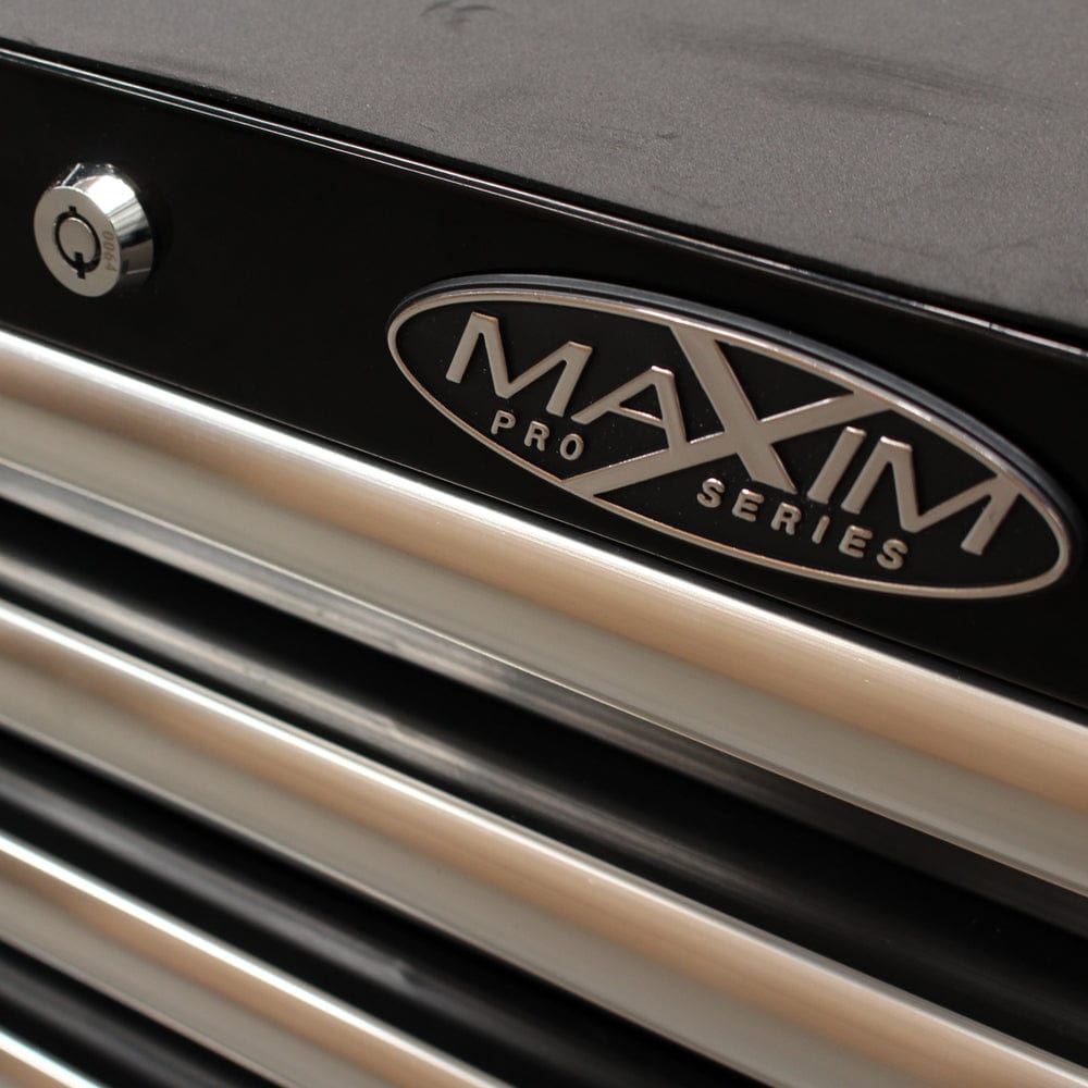 Maxim Pro Series 60” Workstation - 60” Roll cabinet +/- Stainless Steel Top MAXIM 60” Black 17 Drawer Roll Cabinet Toolbox