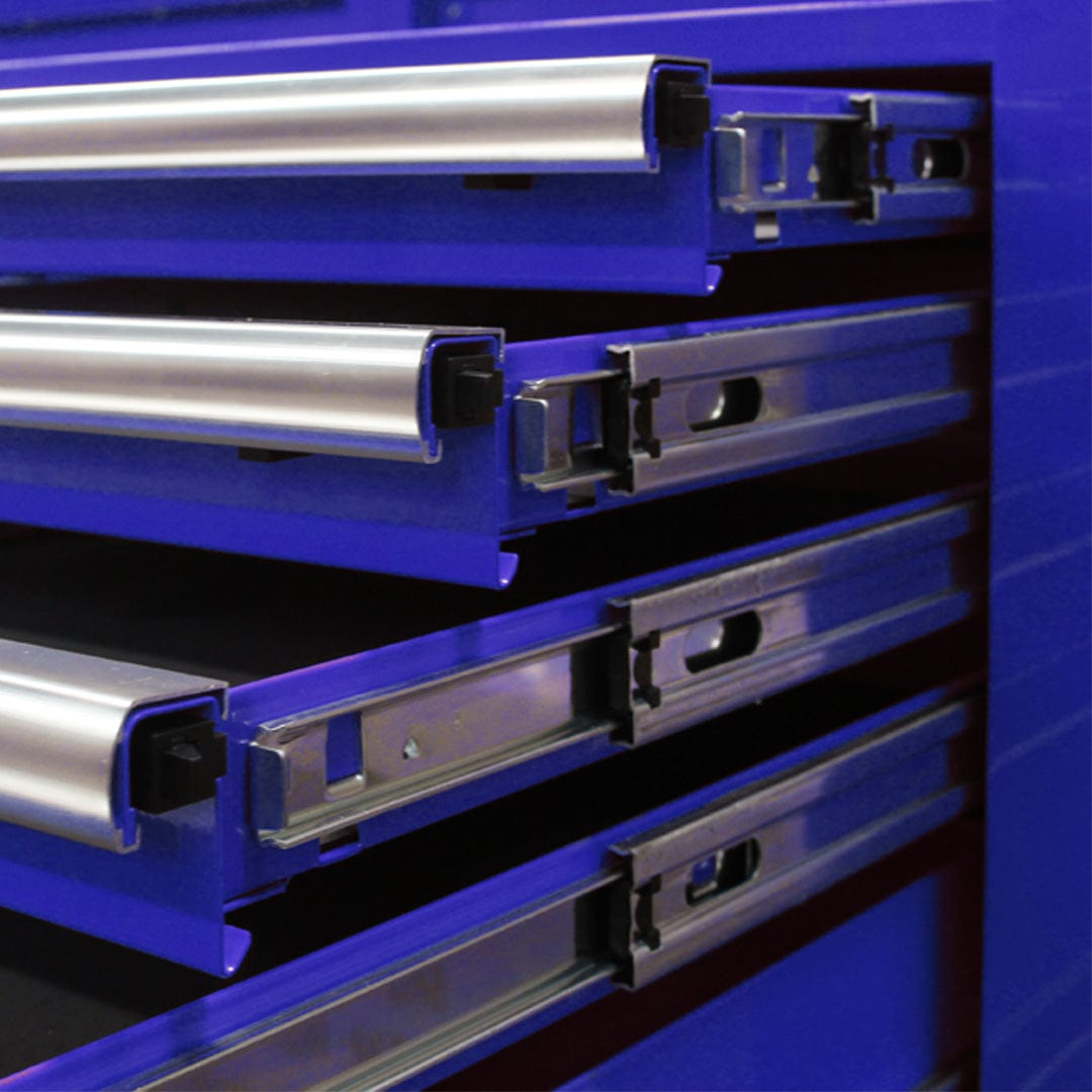 Maxim Pro Series 60” Workstation - 60” Roll cabinet +/- Stainless Steel Top MAXIM 60” Blue 17 Drawer Roll Cabinet Toolbox