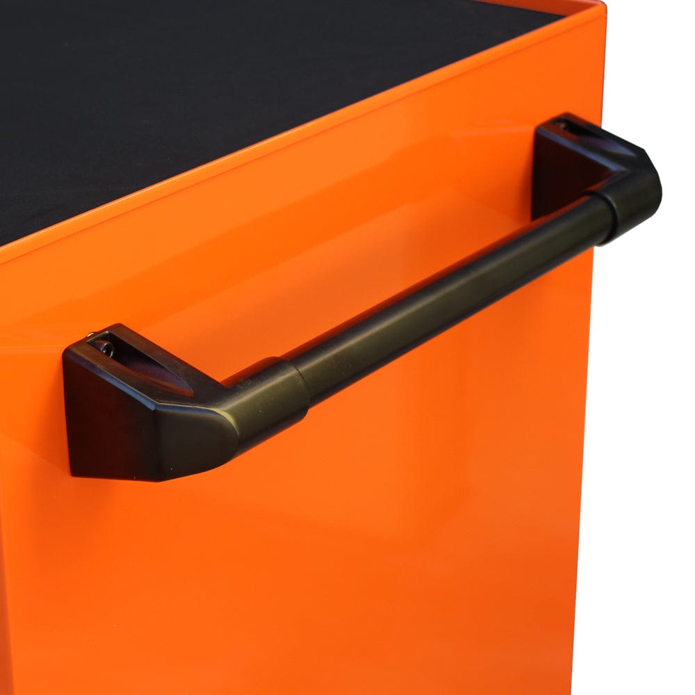 Maxim Pro Series 60” Workstation - 60” Roll cabinet +/- Stainless Steel Top MAXIM 60” Orange 17 Drawers Roll Cabinet Toolbox - Latch Lock on Drawers