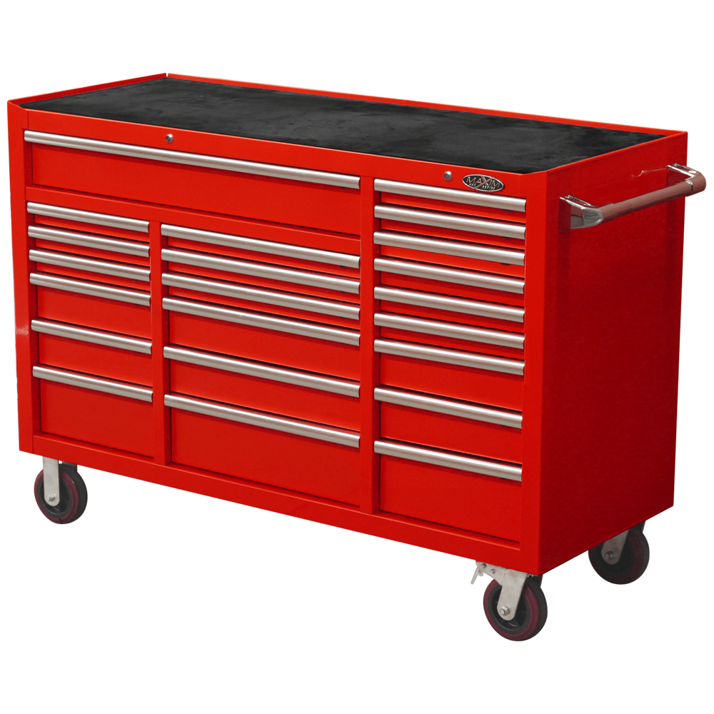 Maxim Pro Series 60” Workstation - 60” Roll cabinet +/- Stainless Steel Top MAXIM 60” Red 22 Drawers Roll Cabinet Toolbox - Latch Lock on Drawers