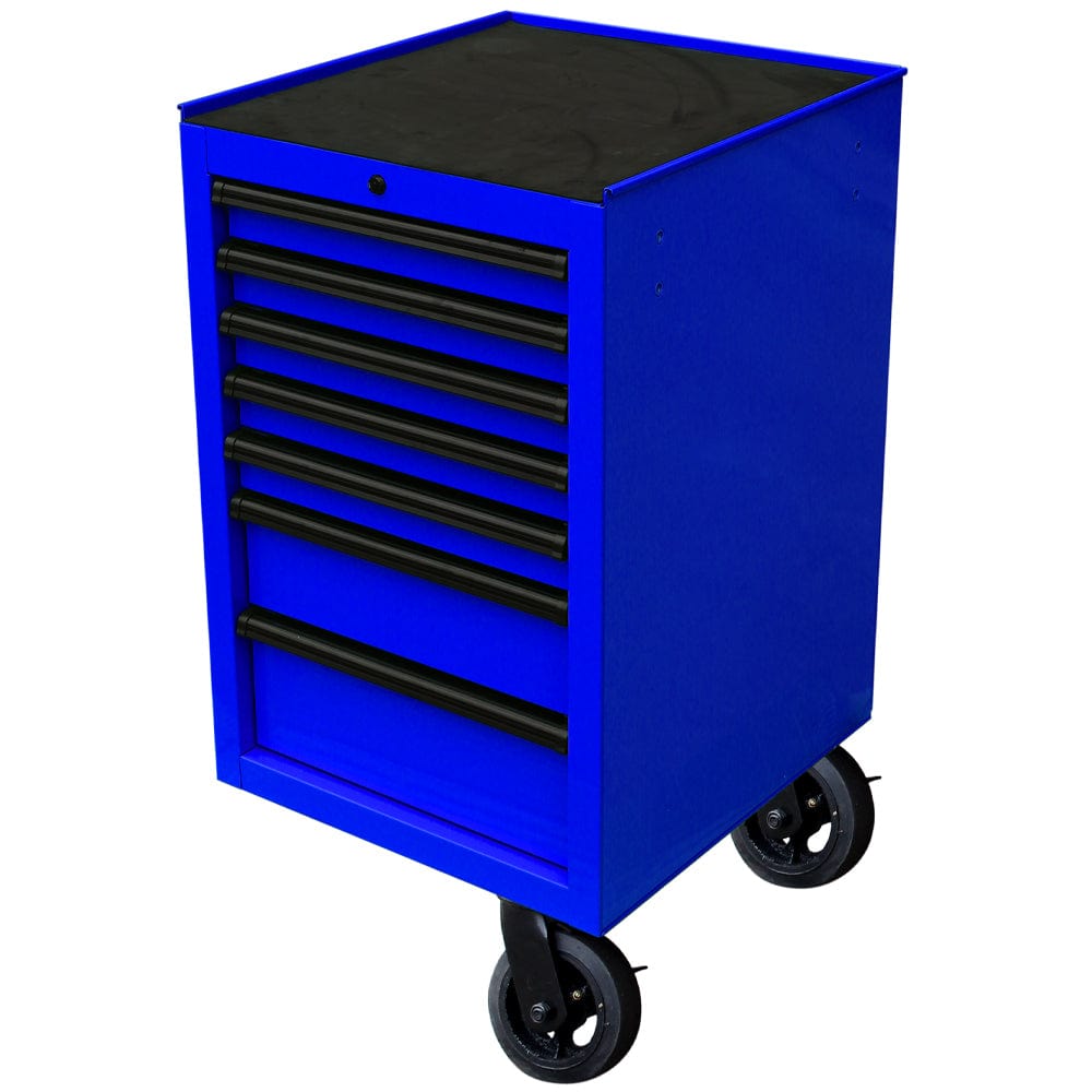 Maxim Pro Series 72” & 54” Side Cabinet MAXIM 72” & 54” Blue Side Cabinet with 7 Drawers attaches to the Roll Cabinet - optional wheels can be fitted