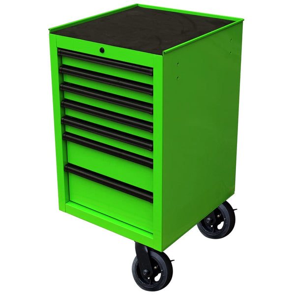 Maxim Pro Series 72” & 54” Side Cabinet MAXIM 72” & 54” Green Side Cabinet with 7 Drawers attaches to the Roll Cabinet - optional wheels can be fitted