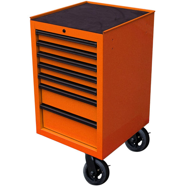 Maxim Pro Series 72” & 54” Side Cabinet MAXIM 72” & 54” Orange Side Cabinet with 7 Drawers attaches to the Roll Cabinet - optional wheels can be fitted