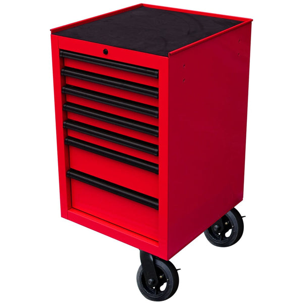 Maxim Pro Series 72” & 54” Side Cabinet MAXIM 72” & 54” Red Side Cabinet with 7 Drawers attaches to the Roll Cabinet - optional wheels can be fitted