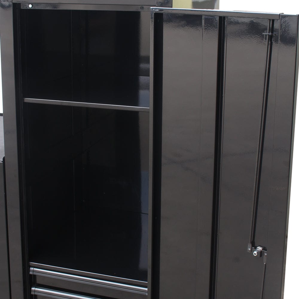 Maxim Pro Series 72” & 54” Side locker MAXIM 72” & 54” Black Locker with 5 Drawers attaches to the Roll Cabinet