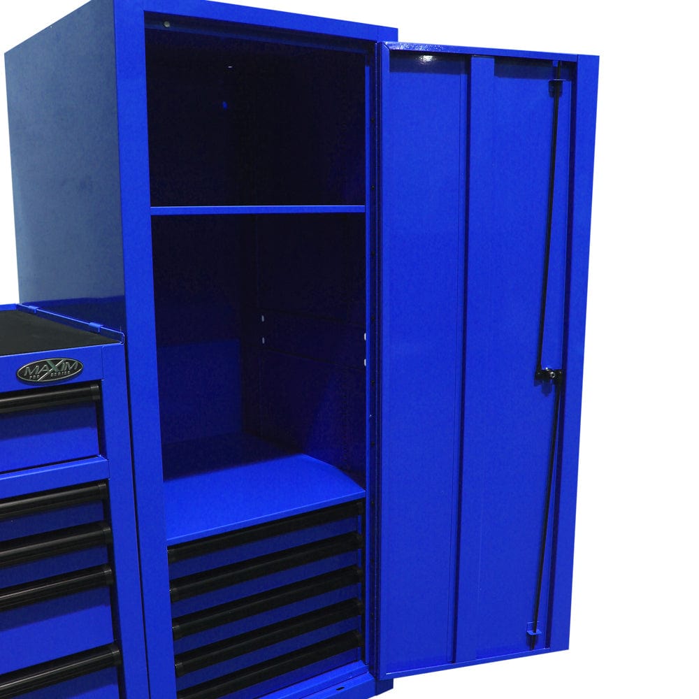 Maxim Pro Series 72” & 54” Side locker MAXIM 72” & 54” Blue Locker with 5 Drawers attaches to the Roll Cabinet