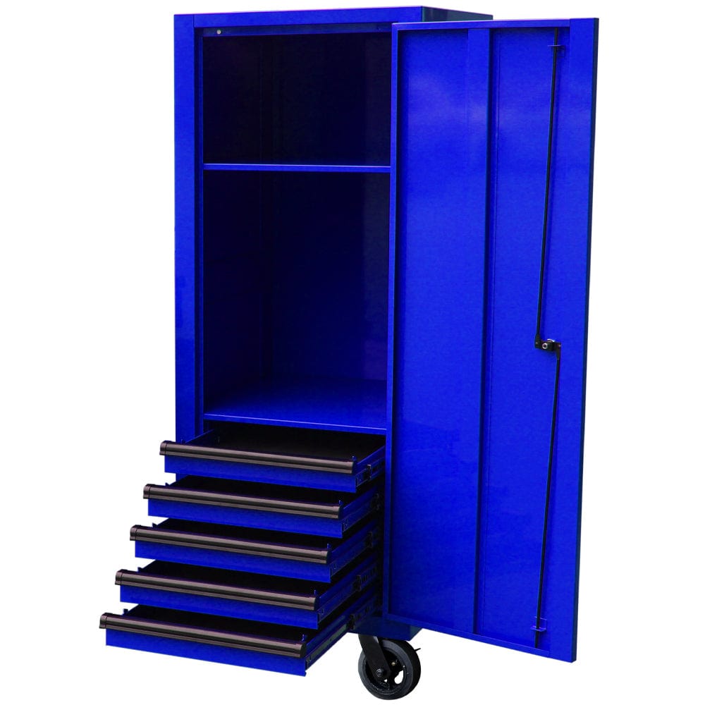 Maxim Pro Series 72” & 54” Side locker MAXIM 72” & 54” Blue Locker with 5 Drawers attaches to the Roll Cabinet