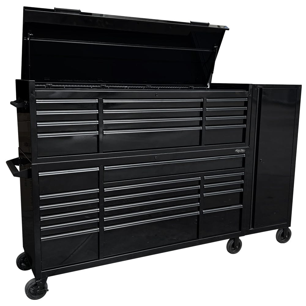 Maxim Pro Series 72” Combo - 72” Roll cabinet, 72” Top chest, 22” Side Locker MAXIM 72” Black 33 Drawer Toolbox Top Chest, Roll Cabinet & Locker Combo