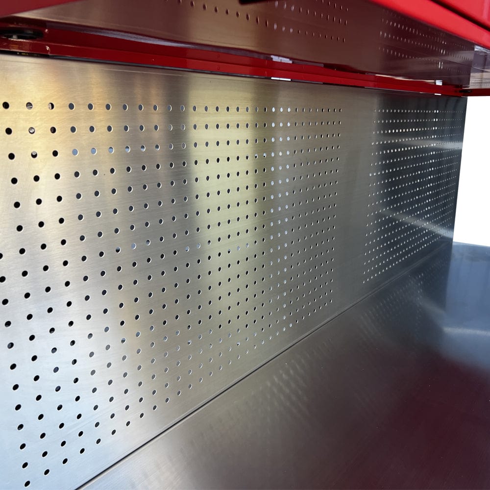 Maxim Pro Series 72” Combo - 72” Roll cabinet, 72” Top chest, 72” Splashback MAXIM 72” Red 16 Drawers 2 x Cabinets and Peg Board on Wheels Workstation