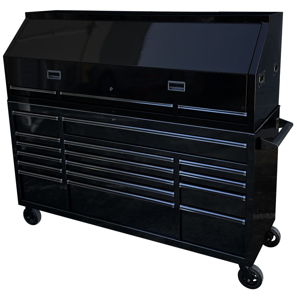 Maxim Pro Series 72” Combo - 72” Roll cabinet, 72” Top chest MAXIM 72" Black 19 Drawer Top Hutch & Roll Cabinet Combo Toolbox