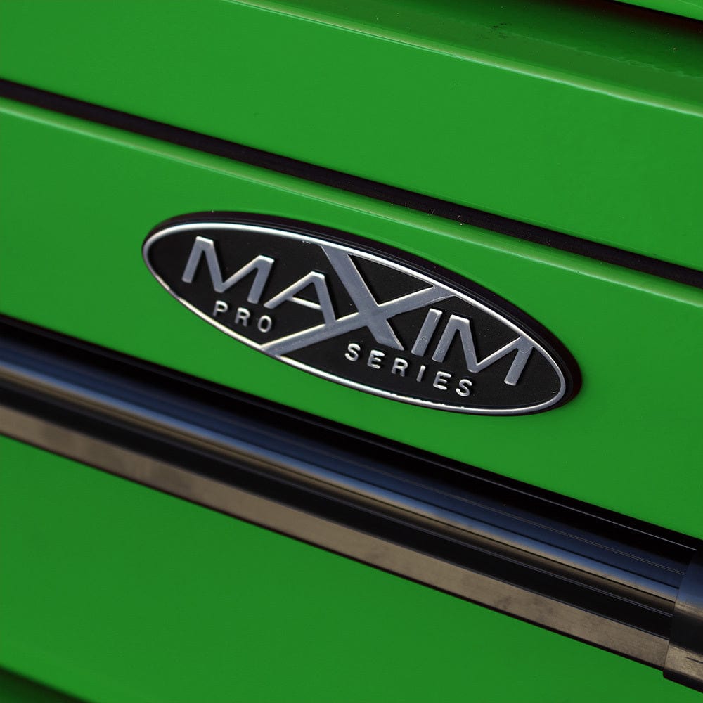 Maxim Pro Series 72” Combo - 72” Roll cabinet, 72” Top chest MAXIM 72” Green 28 Drawers Top Chest & Roll Cabinet Combo Toolbox