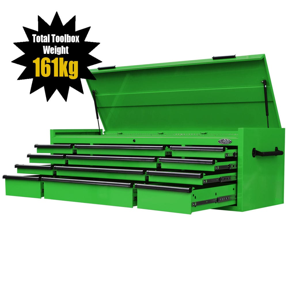 Maxim Pro Series 72” Top chest MAXIM 72” Green 12 Drawers Top Chest Toolbox