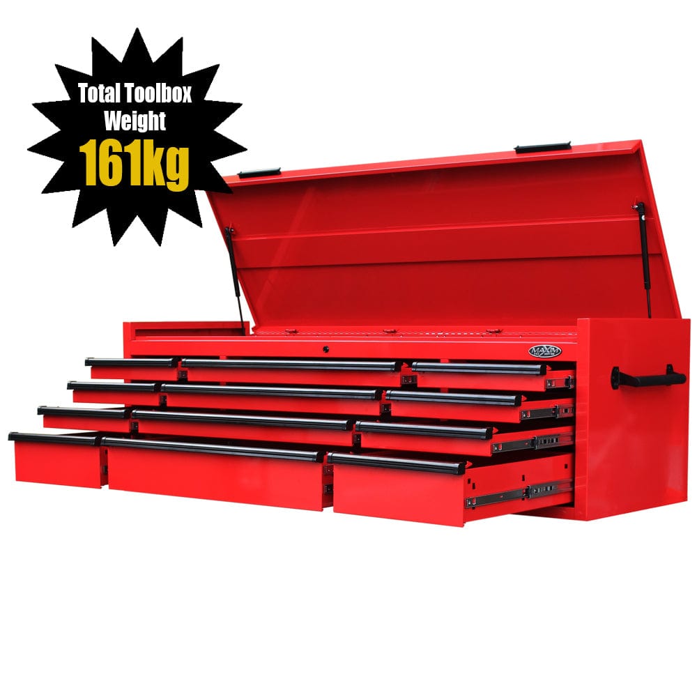 Maxim Pro Series 72” Top chest MAXIM 72” Red 12 Drawer Top Chest Toolbox