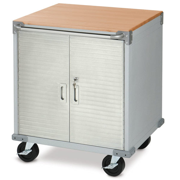 Seville Classics GS - 48” Roll cabinet SEVILLE CLASSICS 2 Door Timber Top Mobile Office Roll Cabinet